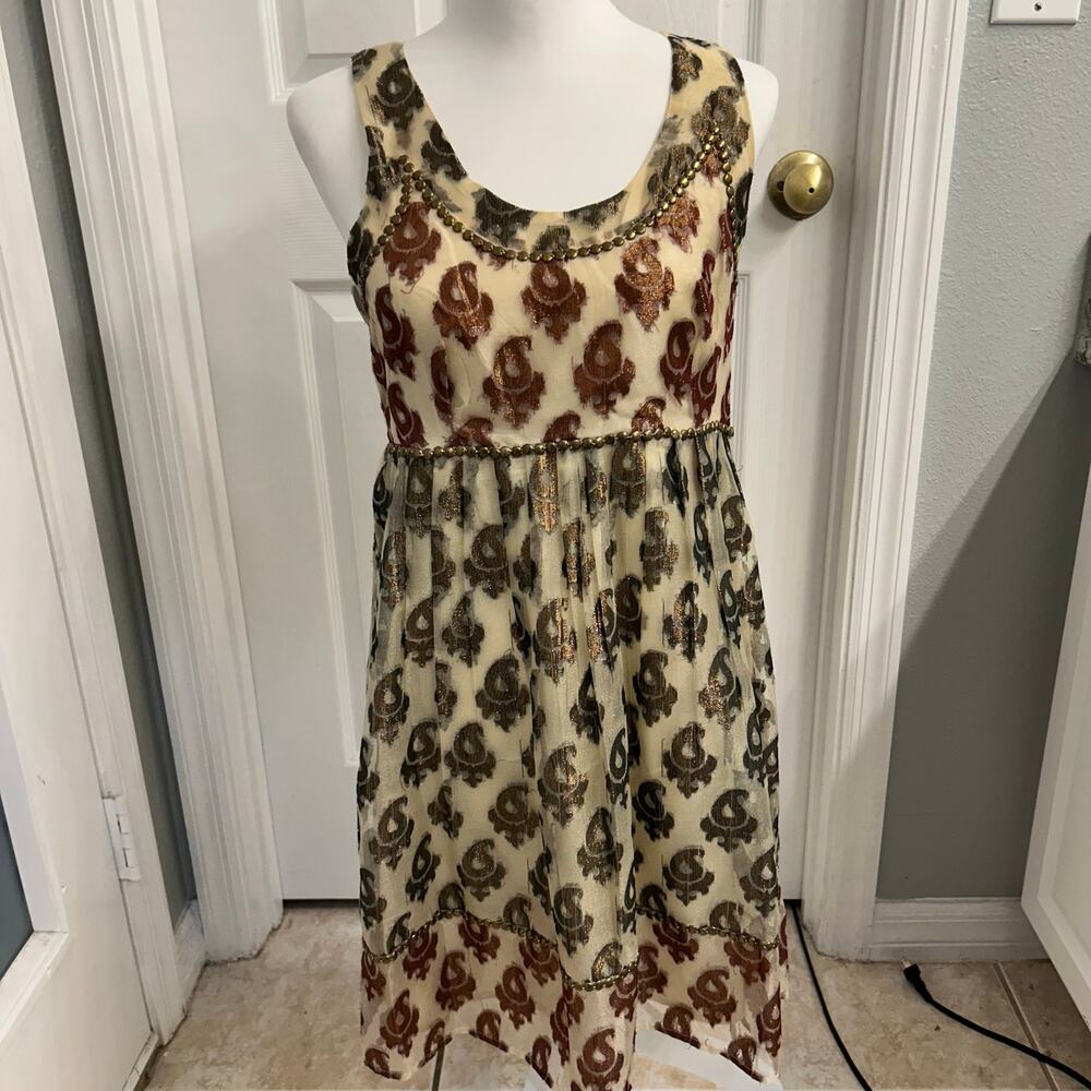 Boho style Free People Embellished Mesh Boho Dress – Size 8 festival fashion